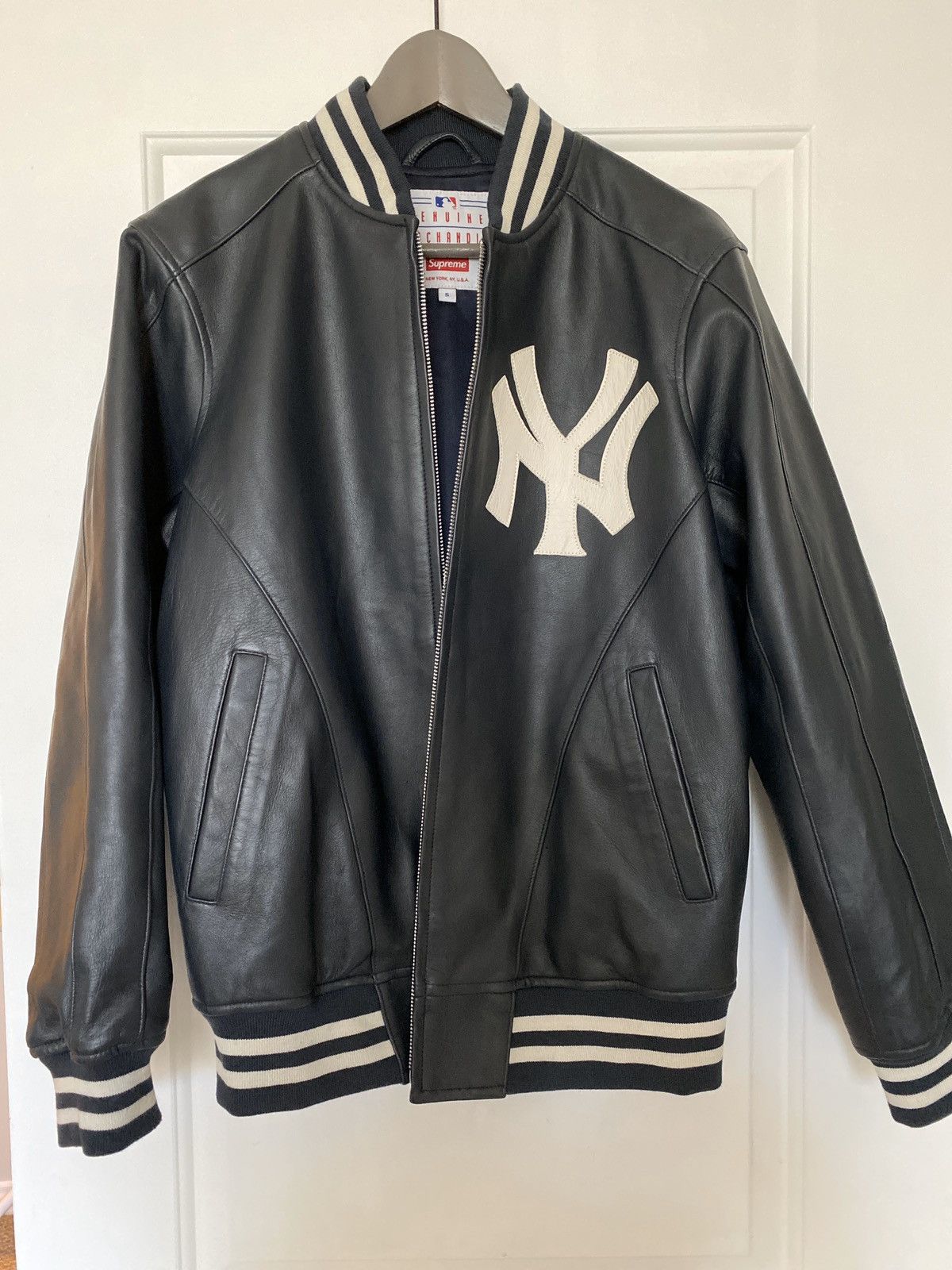 Supreme Yankees Leather Varsity Jacket Red Men's - SS15 - US