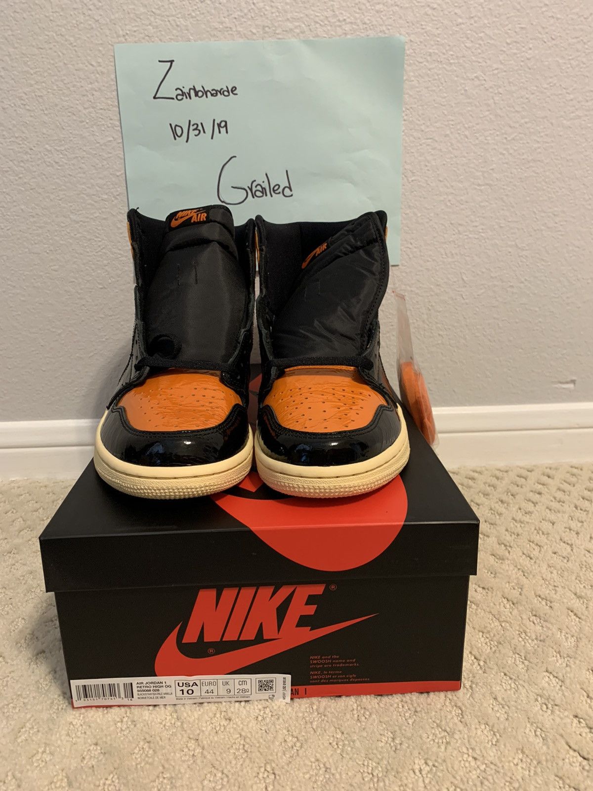 Jordan Brand Air Jordan 1 Retro High OG Shattered Backboard 3.0 2019 Size US 10 / EU 43 - 2 Thumbnail