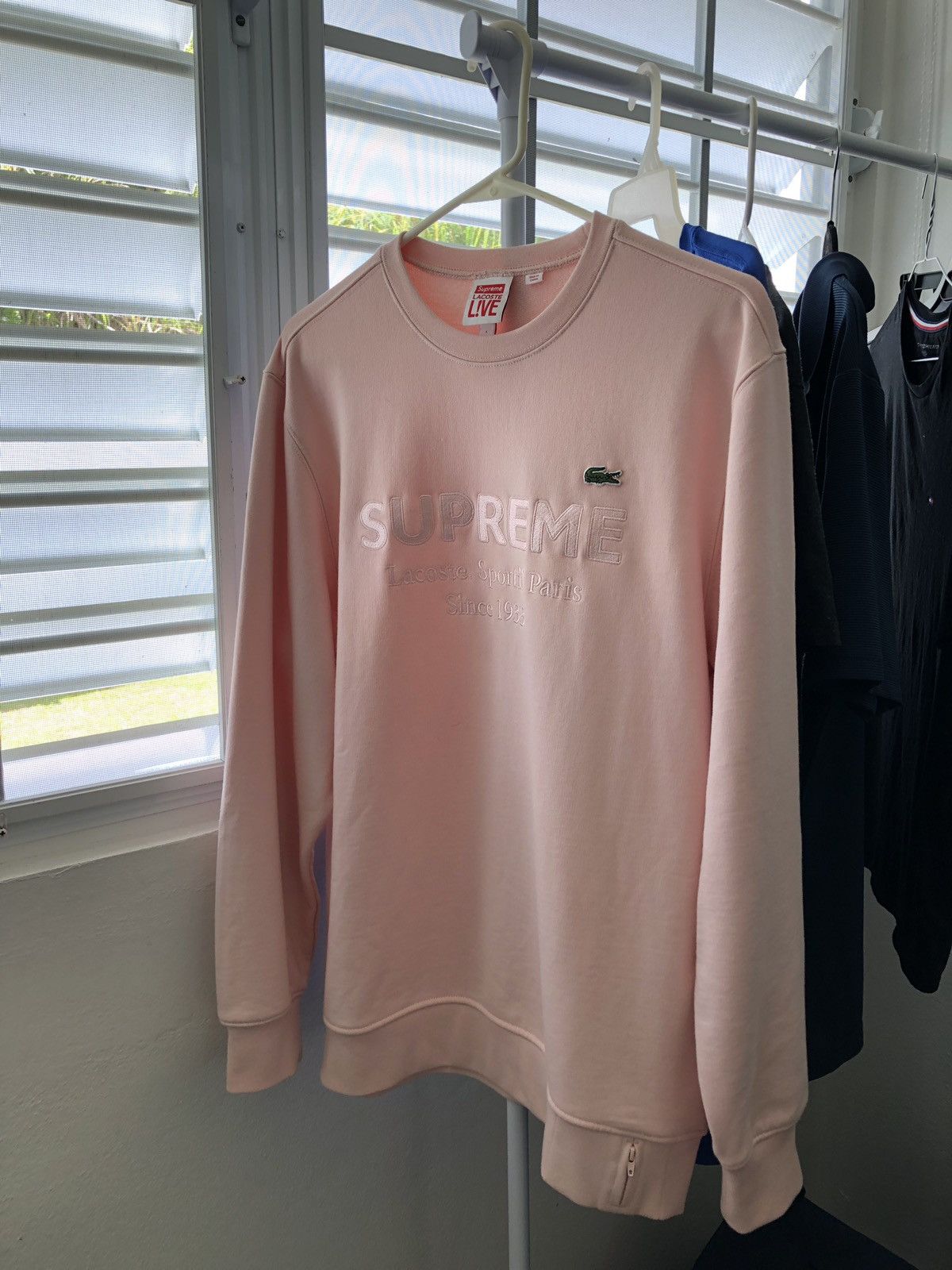 Supreme Supreme/Lacoste Crewneck Pink SS18 | Grailed