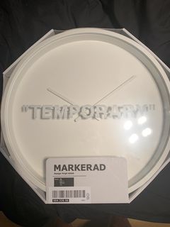 IKEA x Off-White Virgil Abloh x IKEA MARKERAD “TEMPORARY” Wall Clock White  - sorry_not_fame Mall