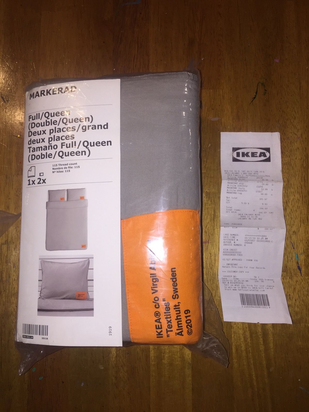 VIRGIL ABLOH X IKEA MARKERAD BEDDING (FULL/QUEEN) GREY (DUVET