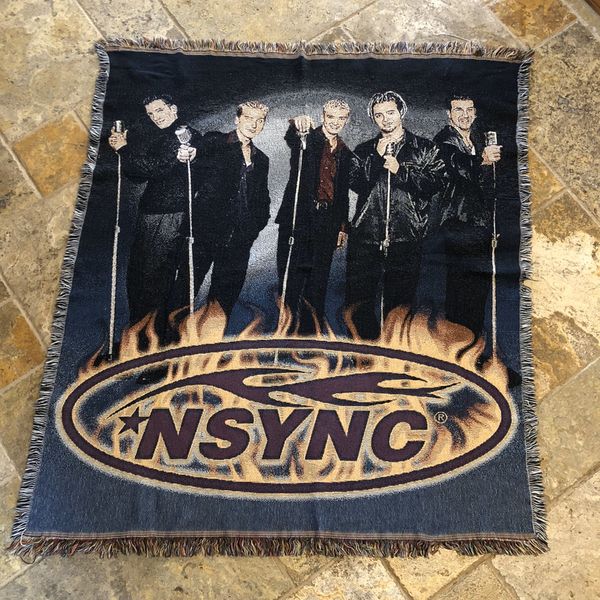 Vintage Vintage 1990s NSYNC Fringed Throw Blanket Justin Timberlake