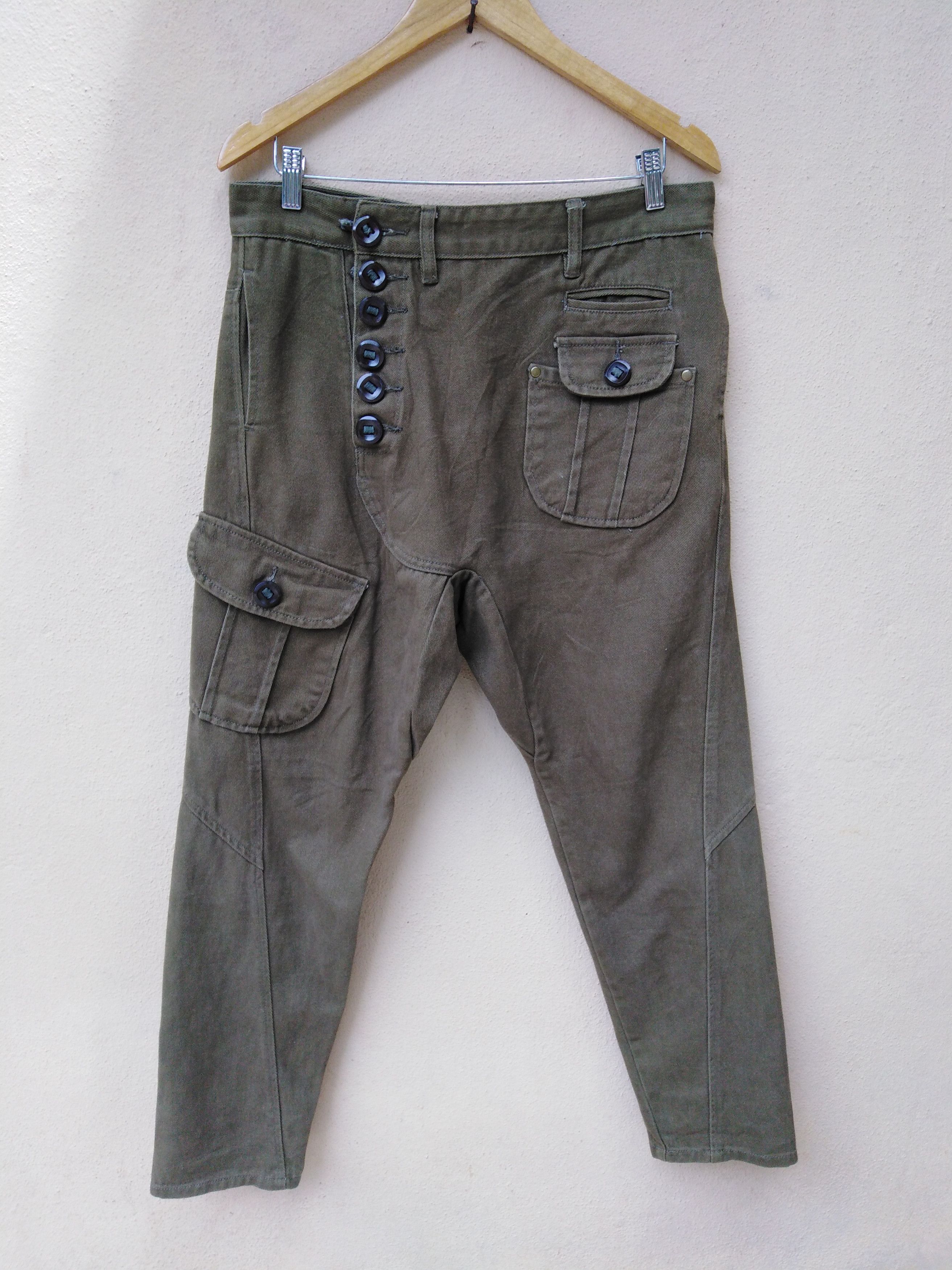 Designer Rare Design Big Button Cargo Pants Size US 34 / EU 50 - 1 Thumbnail