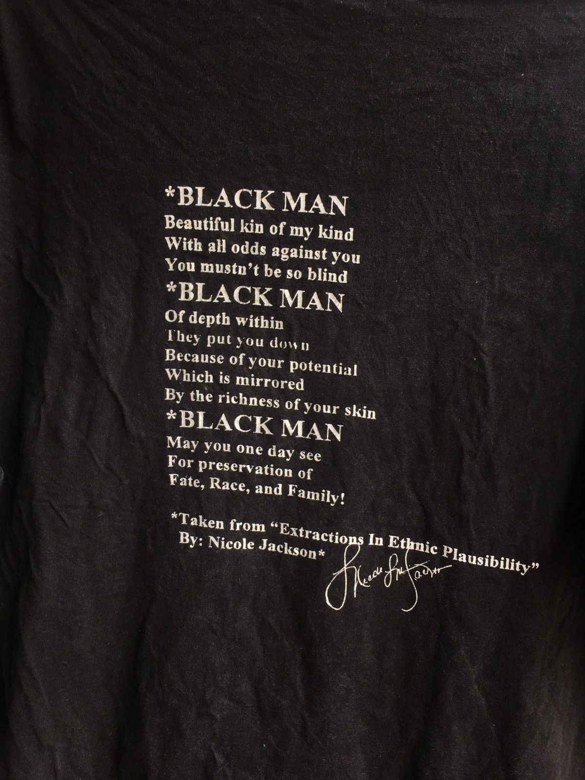 Addict Clothes Japan × Vintage Rare vintage T-shirt 90s BLACK MAN a poem by nicole Jackson Size US XL / EU 56 / 4 - 4 Thumbnail