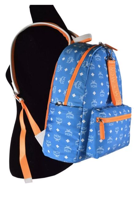 MCM NWT MCM $810 Stark Blue Orange Nylon Visetos Logo Backpack