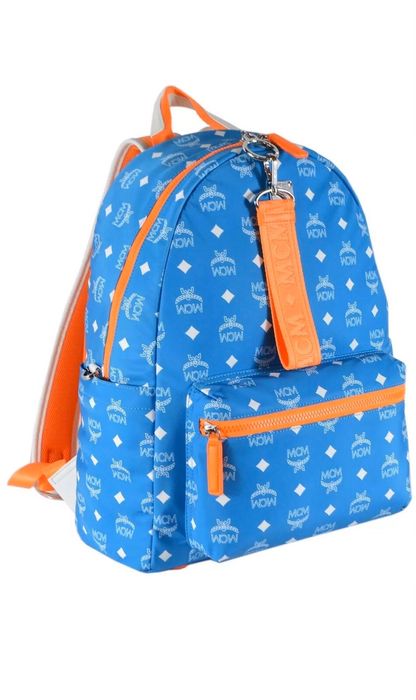 MCM NWT MCM $810 Stark Blue Orange Nylon Visetos Logo Backpack