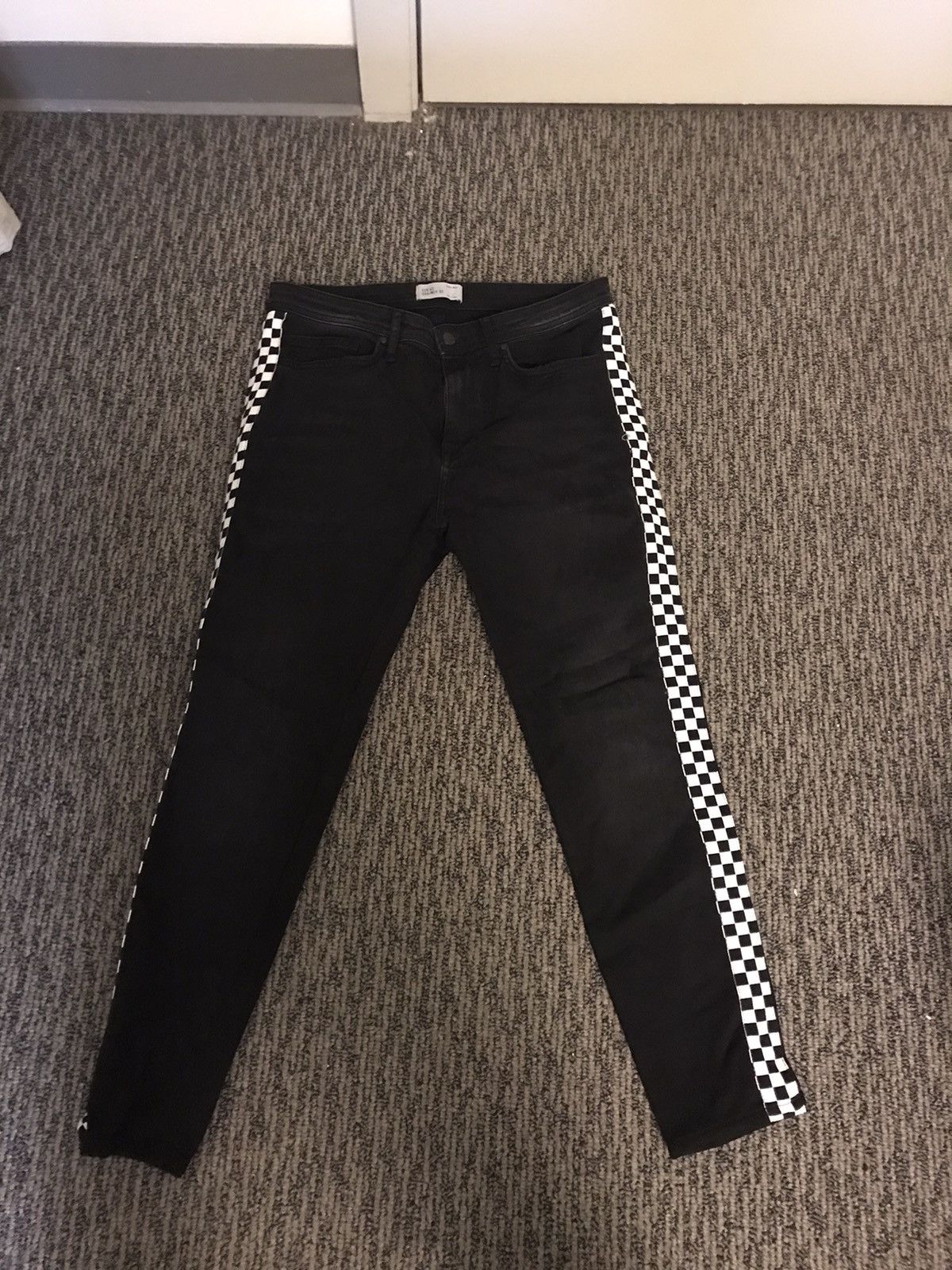Zara Zara Checkerboard Side Stripe Jeans Grailed