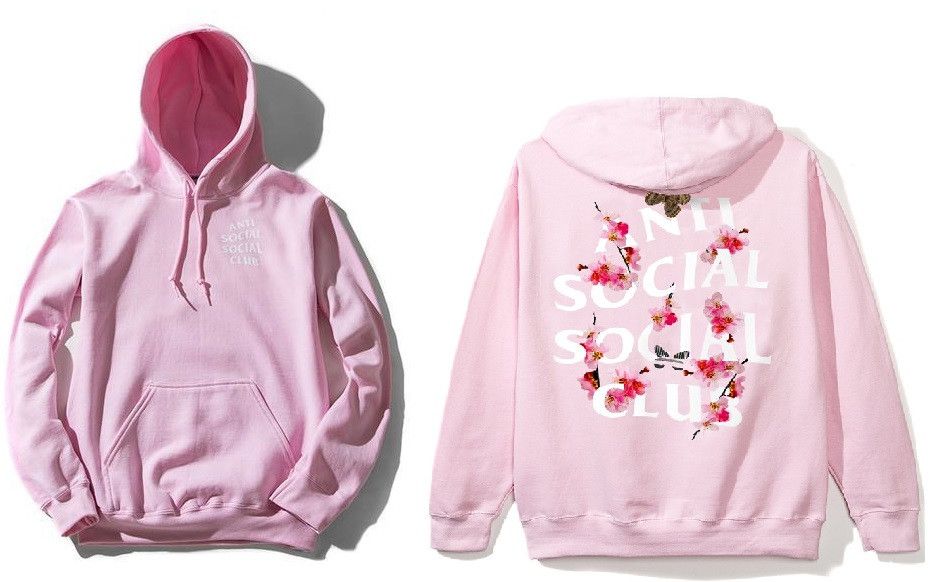 Anti Social Social Club DS ASSC White Logo Kkoch Flower Pink Hoodie in hand Grailed