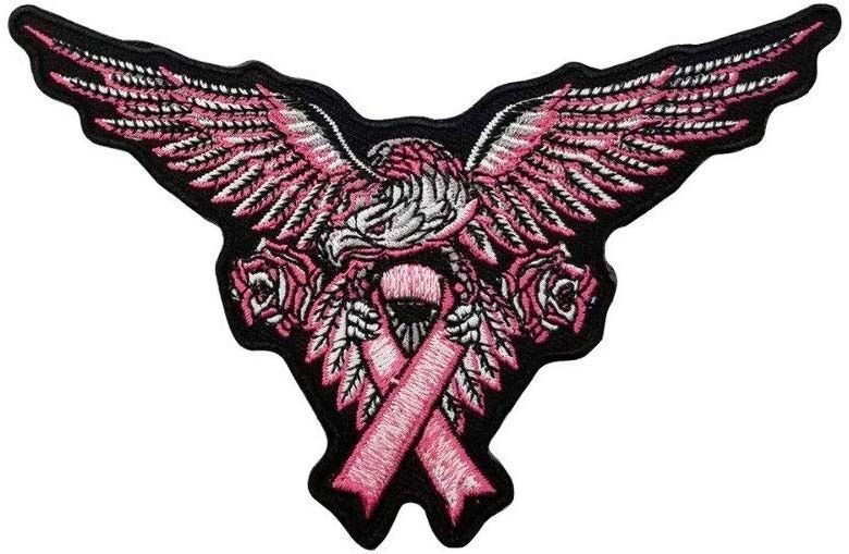 Vintage Pink Eagle Breast Cancer Ribbon Embroidered Iron On Patch Size ONE SIZE - 1 Preview