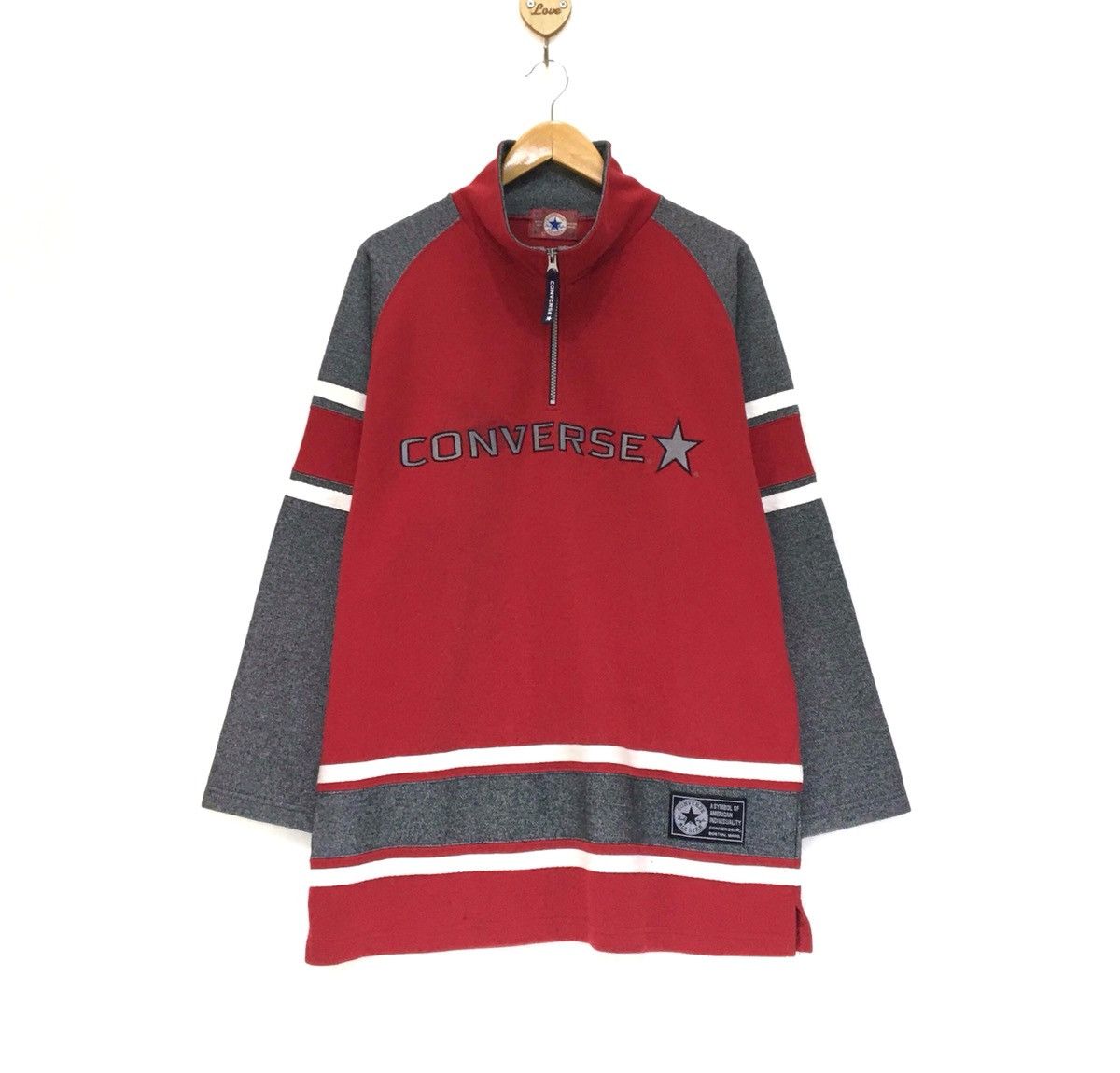Converse Vintage Converse Half Zipper Sweatshirt Embroidered Logo Size US L / EU 52-54 / 3 - 1 Thumbnail