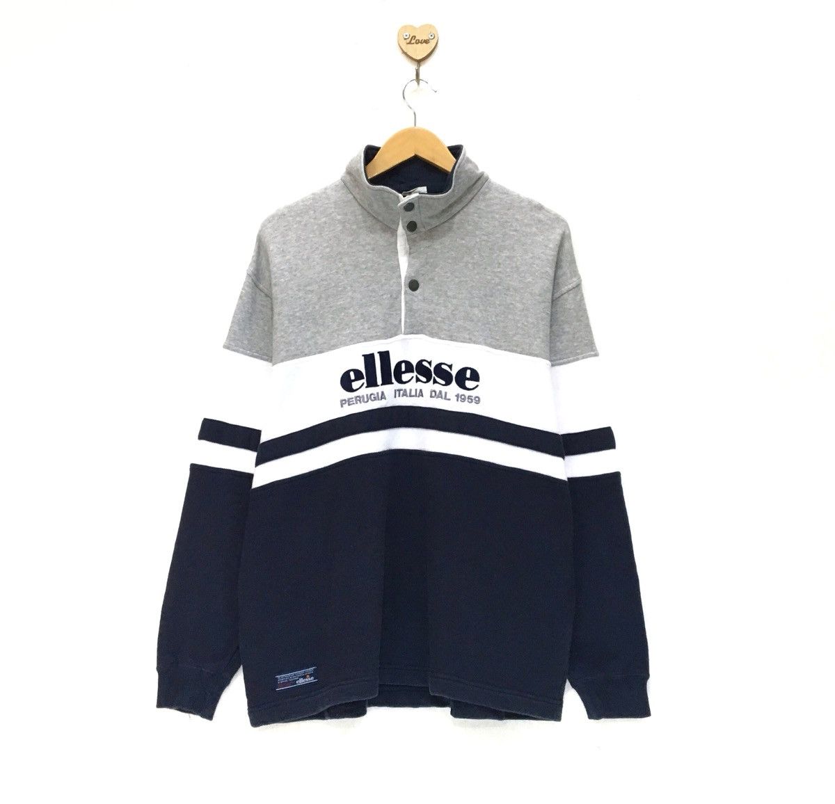 Ellesse Vintage 90s ELLESSE Half Button Long Sleeve Sweatshirt Size US M / EU 48-50 / 2 - 1 Thumbnail