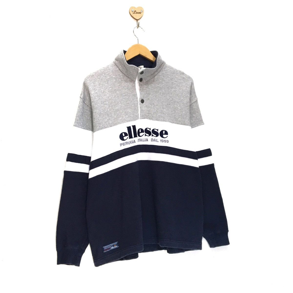 Ellesse Vintage 90s ELLESSE Half Button Long Sleeve Sweatshirt Size US M / EU 48-50 / 2 - 3 Thumbnail