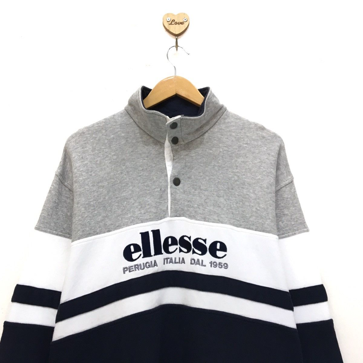 Ellesse Vintage 90s ELLESSE Half Button Long Sleeve Sweatshirt Size US M / EU 48-50 / 2 - 4 Thumbnail