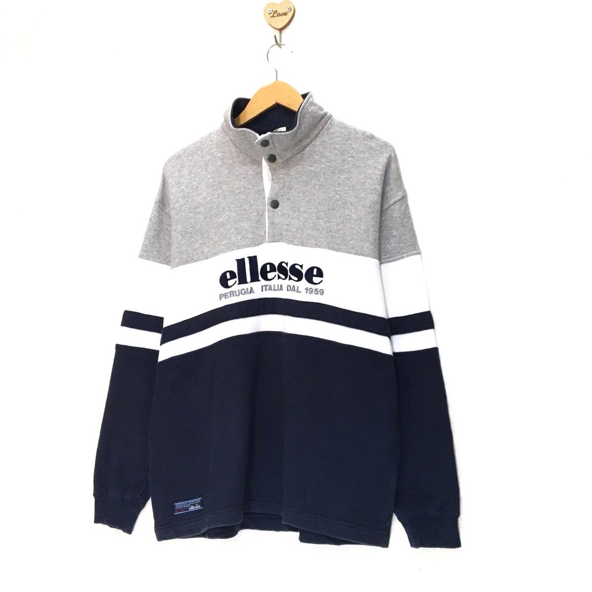 Ellesse Vintage 90s ELLESSE Half Button Long Sleeve Sweatshirt Size US M / EU 48-50 / 2 - 2 Thumbnail