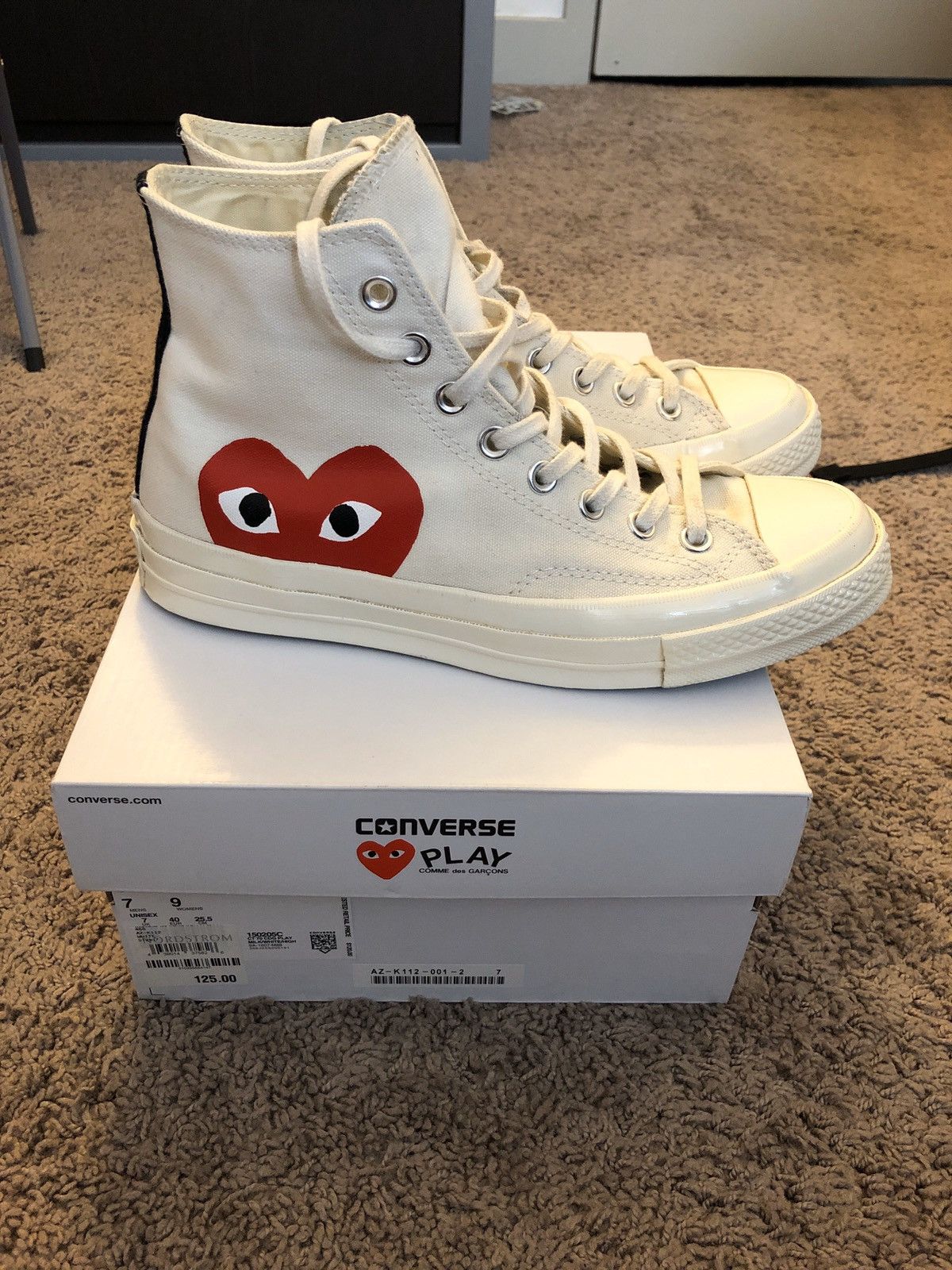 Converse Comme des Garcons x Converse Chuck Taylor 70 High White