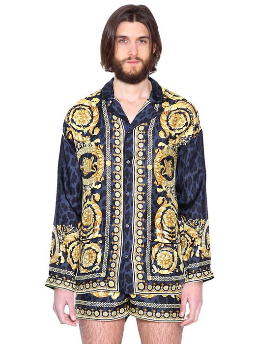 Versace (FULL SET) new VERSACE leopard baroque print silk pyjama shirt ...