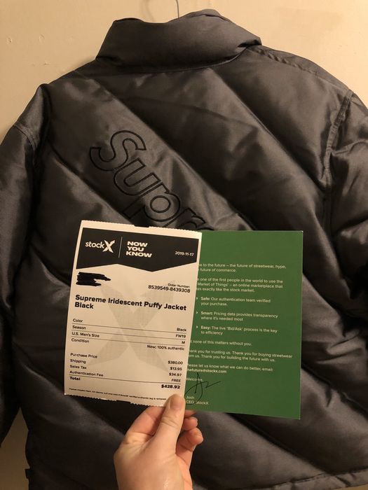 Supreme Iridescent Puffy Jacket Black