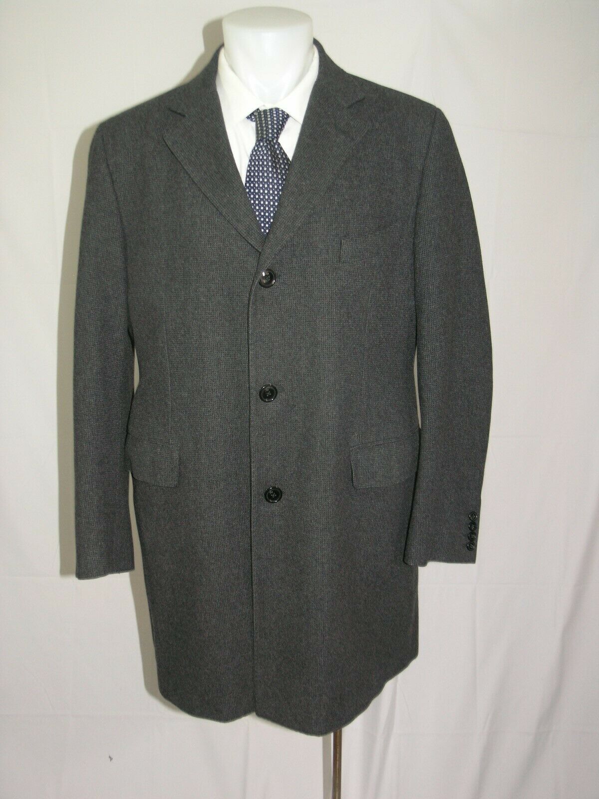 Fay Heavy Weight Charcoal Micro Check Three Button Overcoat XXL Size US XXL / EU 58 / 5 - 1 Preview