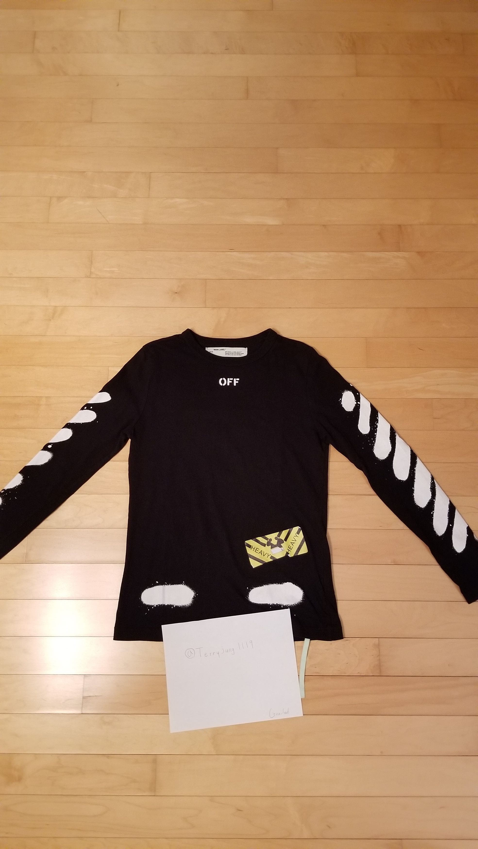 image of Off White Off-White Spray Paint Longsleeve Tee in Black, Men's (Size XS)