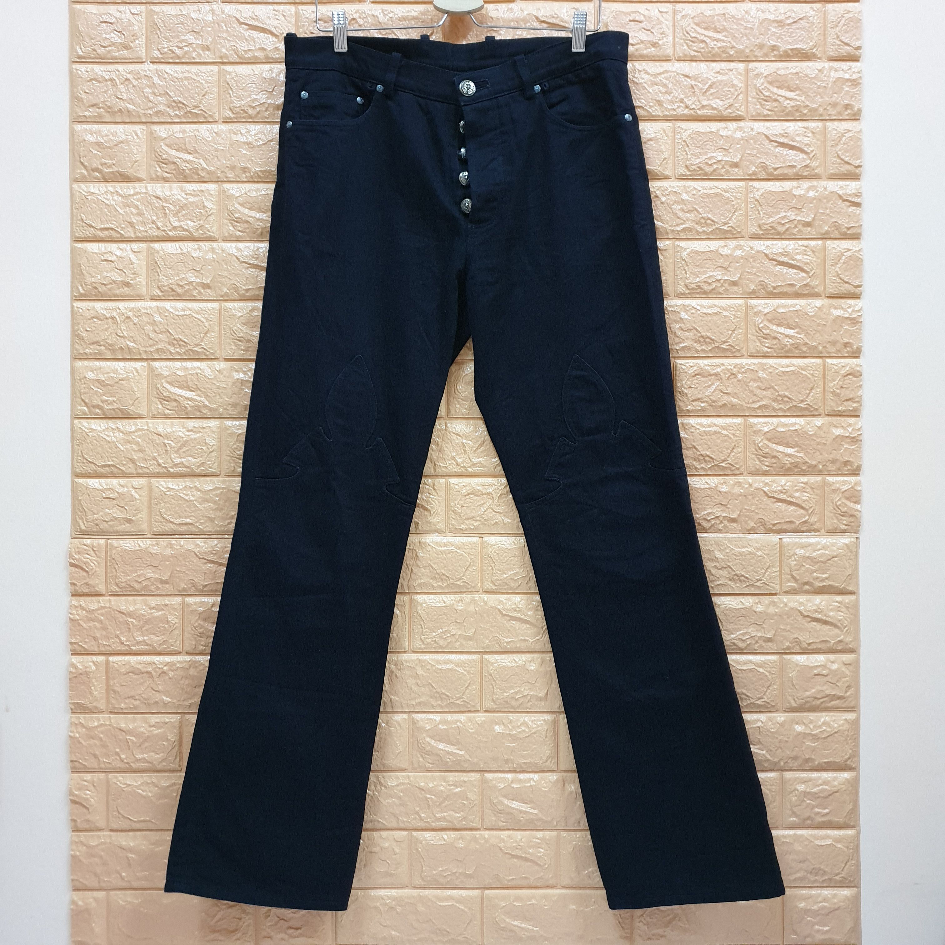 🔥RARE🔥 GHOST RIDER CHROME HEARTS FLARE KNEE BLACK DENIM