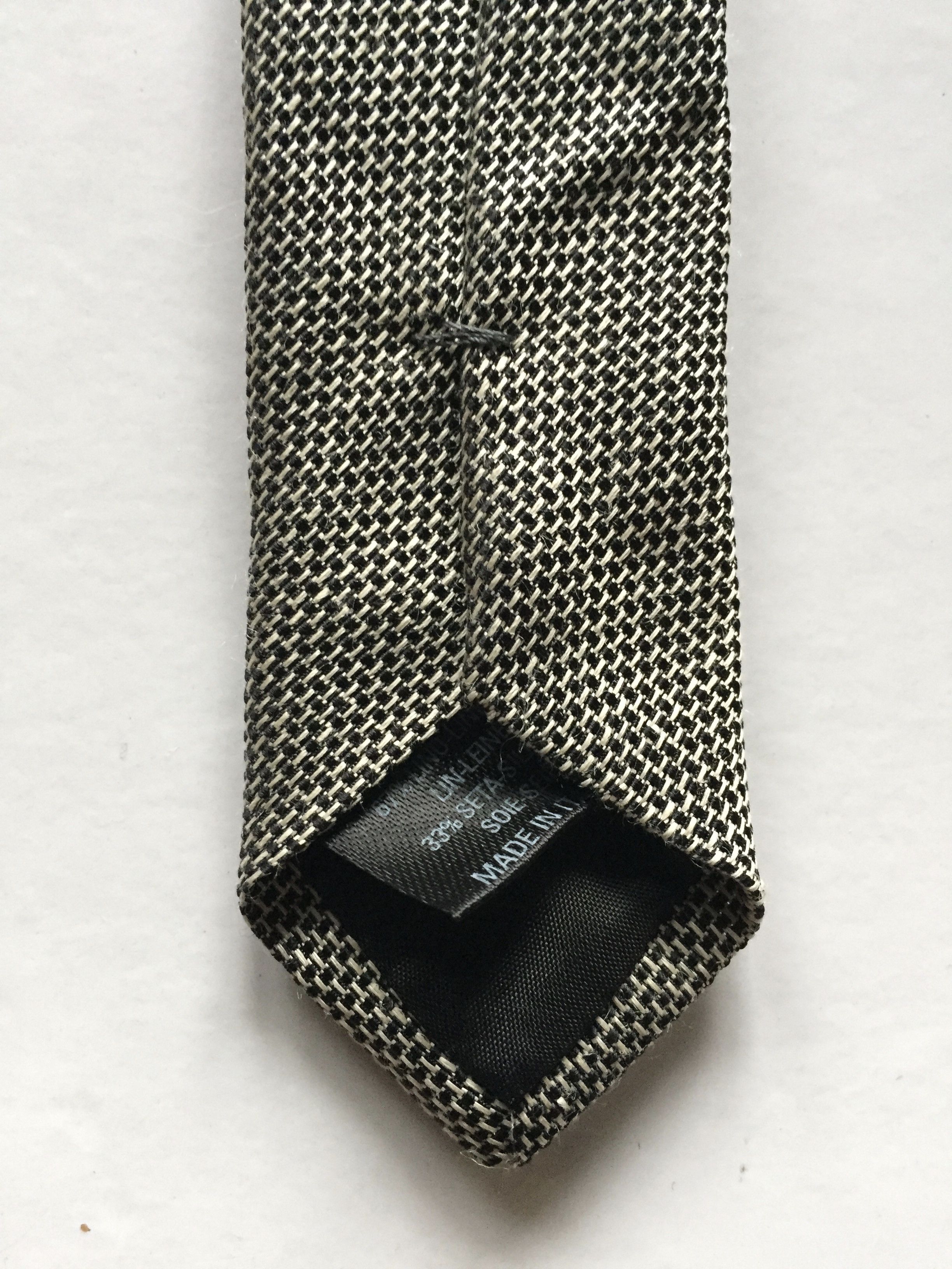 Dries Van Noten DVN Black & Silver Silk & Linen Necktie Size ONE SIZE - 3 Thumbnail