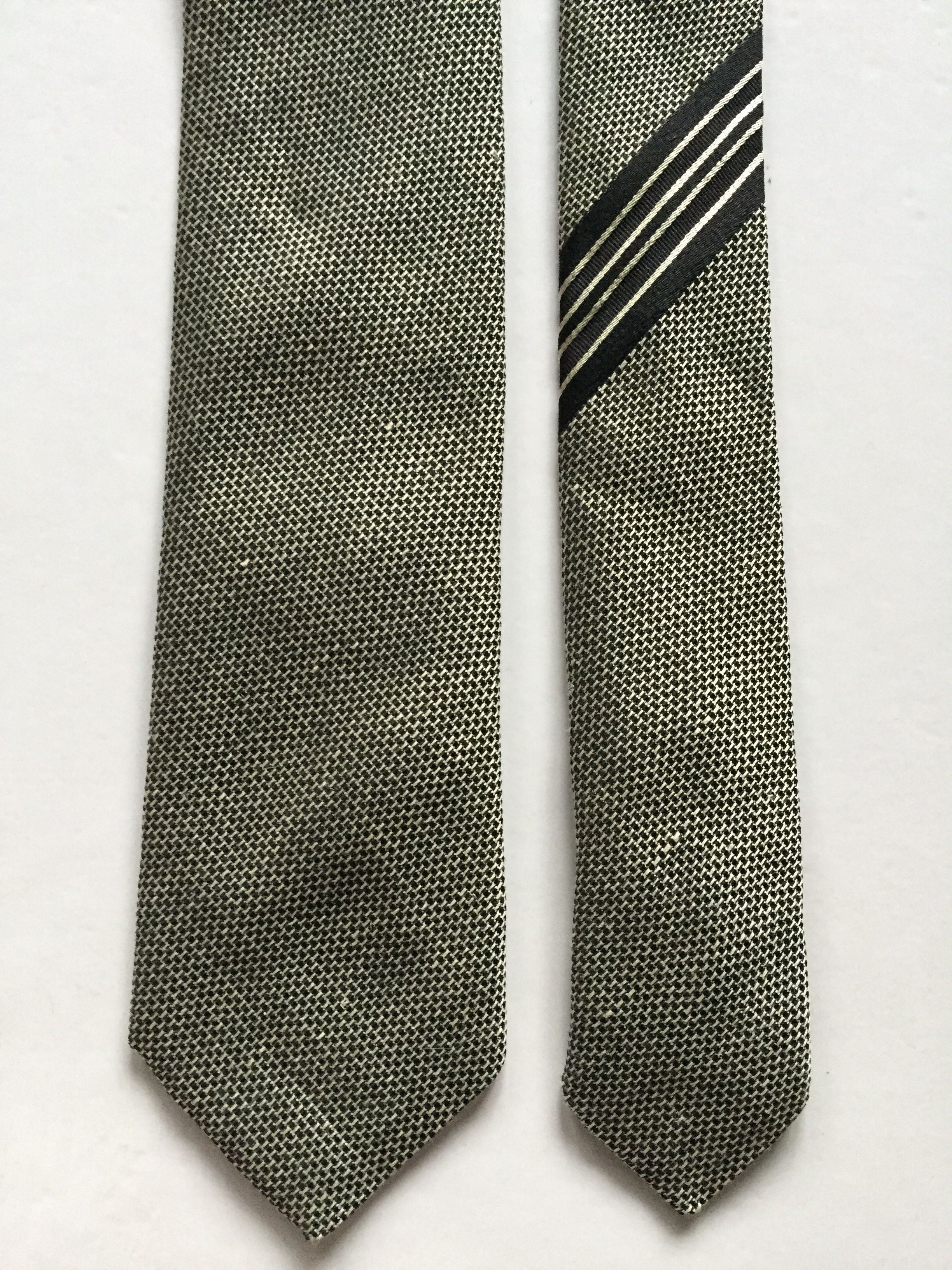 Dries Van Noten DVN Black & Silver Silk & Linen Necktie Size ONE SIZE - 2 Thumbnail