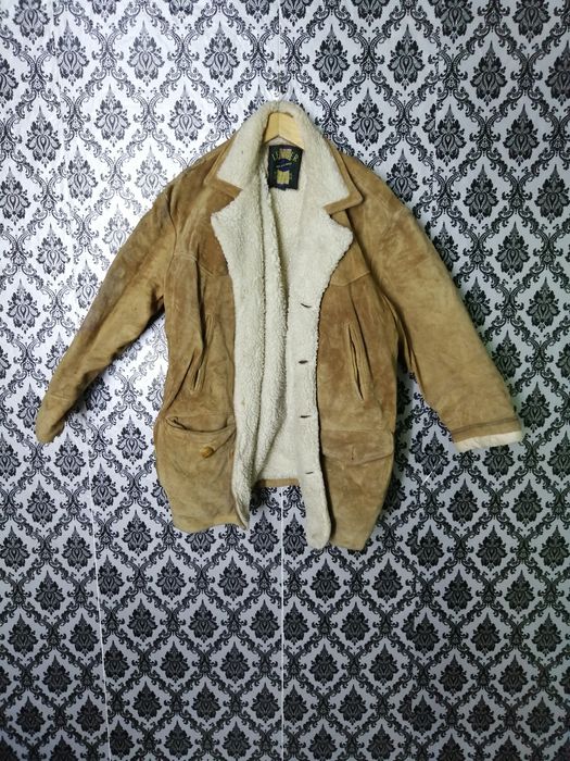 Leather Jacket Vintage Leather Craft Sherpa Coat Grailed