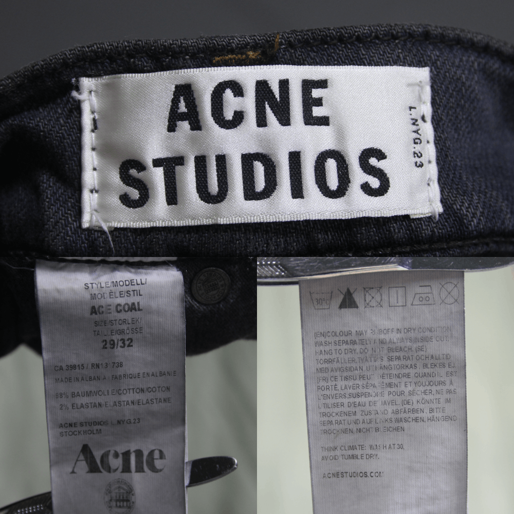 Acne Studios Ace Coal Stretch Jeans Size US 29 - 10 Thumbnail
