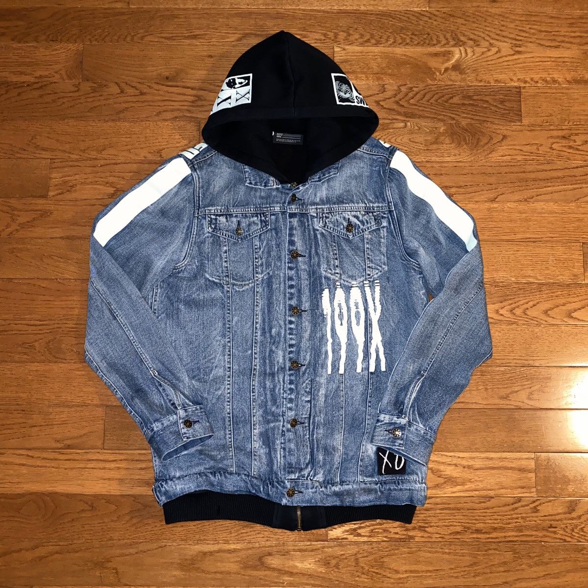 Xo scanners hooded denim jacket top