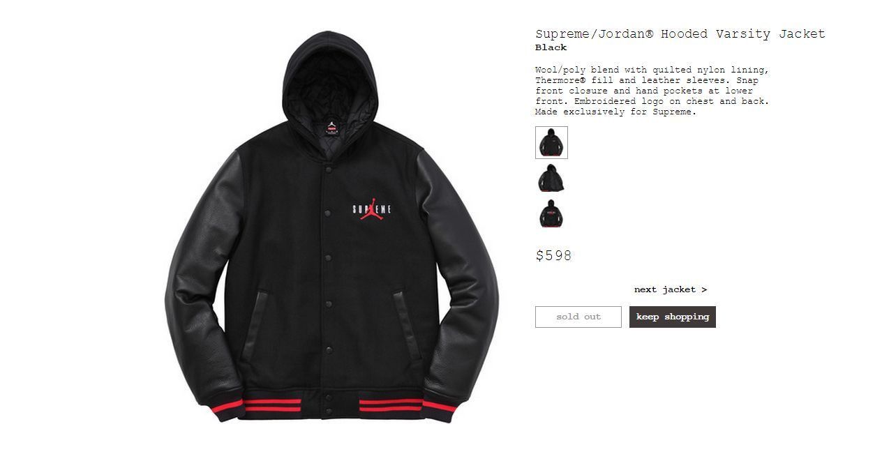 Supreme Supreme / Jordan Hooded Varsity Jacket (Black - L) | Grailed