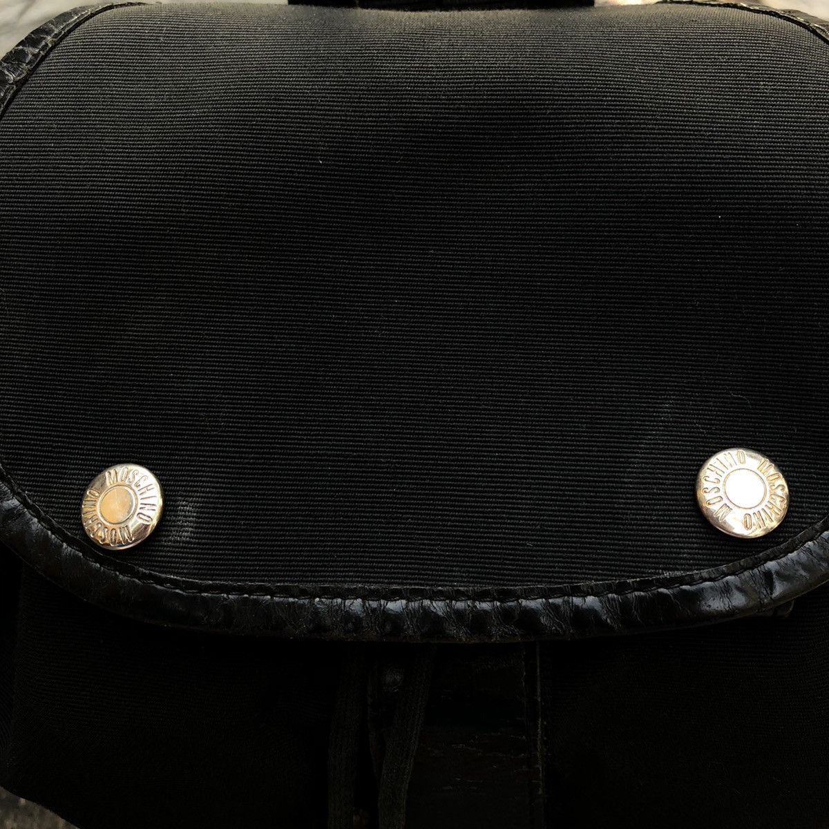 90s MOSCHINO Letter Nylon with Leather Trim Backpack Menswear