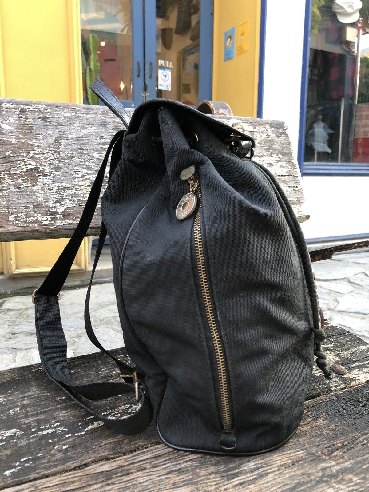 90s MOSCHINO Letter Nylon with Leather Trim Backpack Menswear