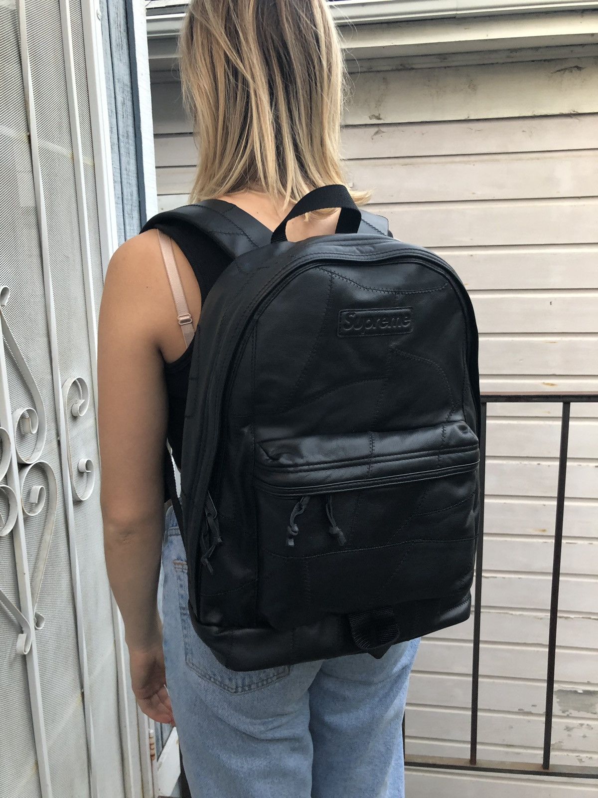 Supreme Patchwork Leather Backpack Black - リュック