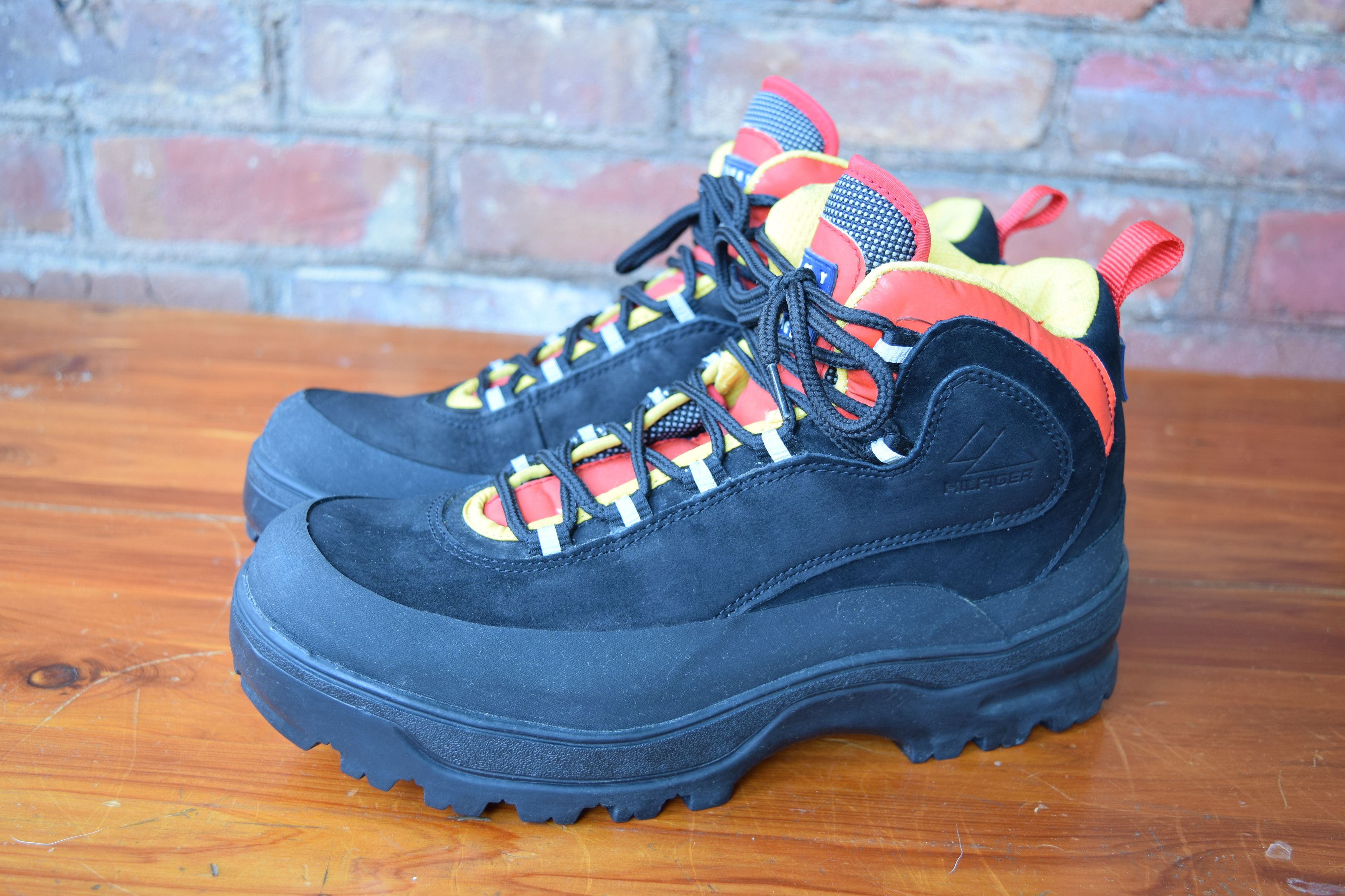 image of Vintage 90's Tommy Hilfiger Hiking Mountaineering Boots in Black, Men's