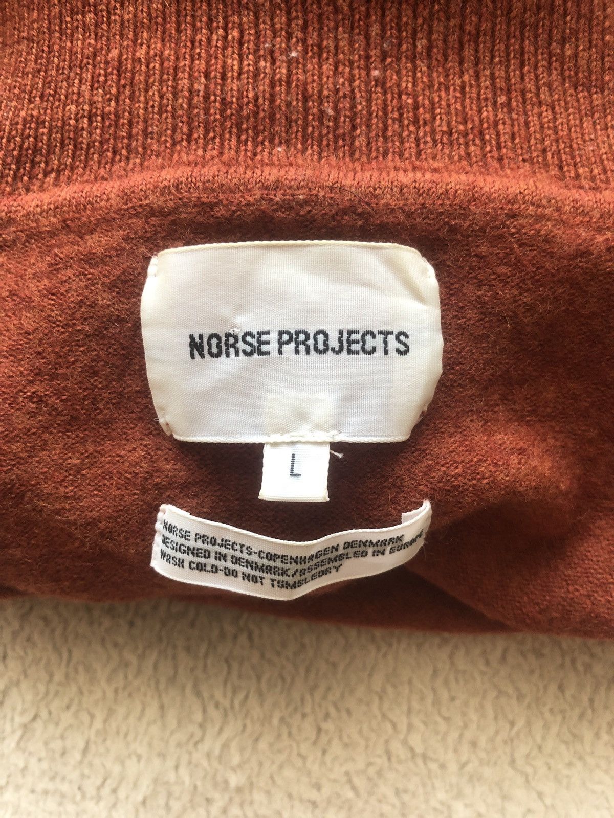 Norse Projects Orange Wool Turtleneck Tops