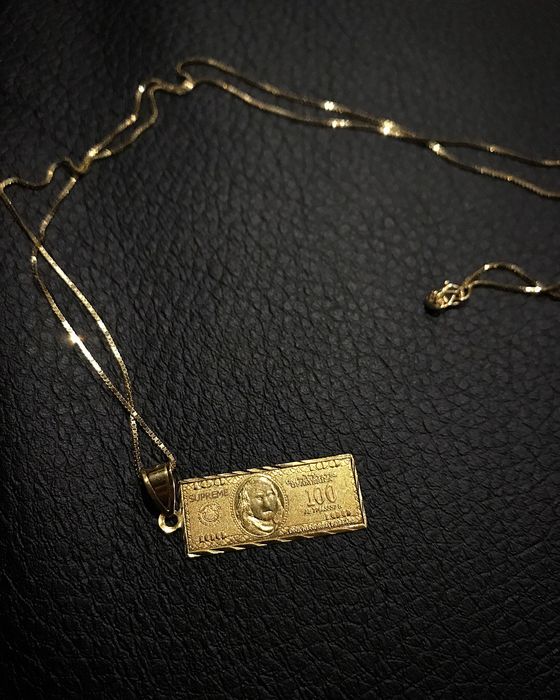 Supreme Supreme $100 Dollar Bill 14k Gold Pendant & Chain | Grailed