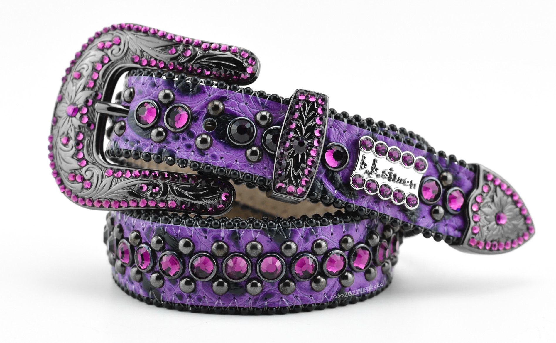 B.B. Simon NEW L (32) b.b. simon Belt Black Purple Swarovski Crystal ...