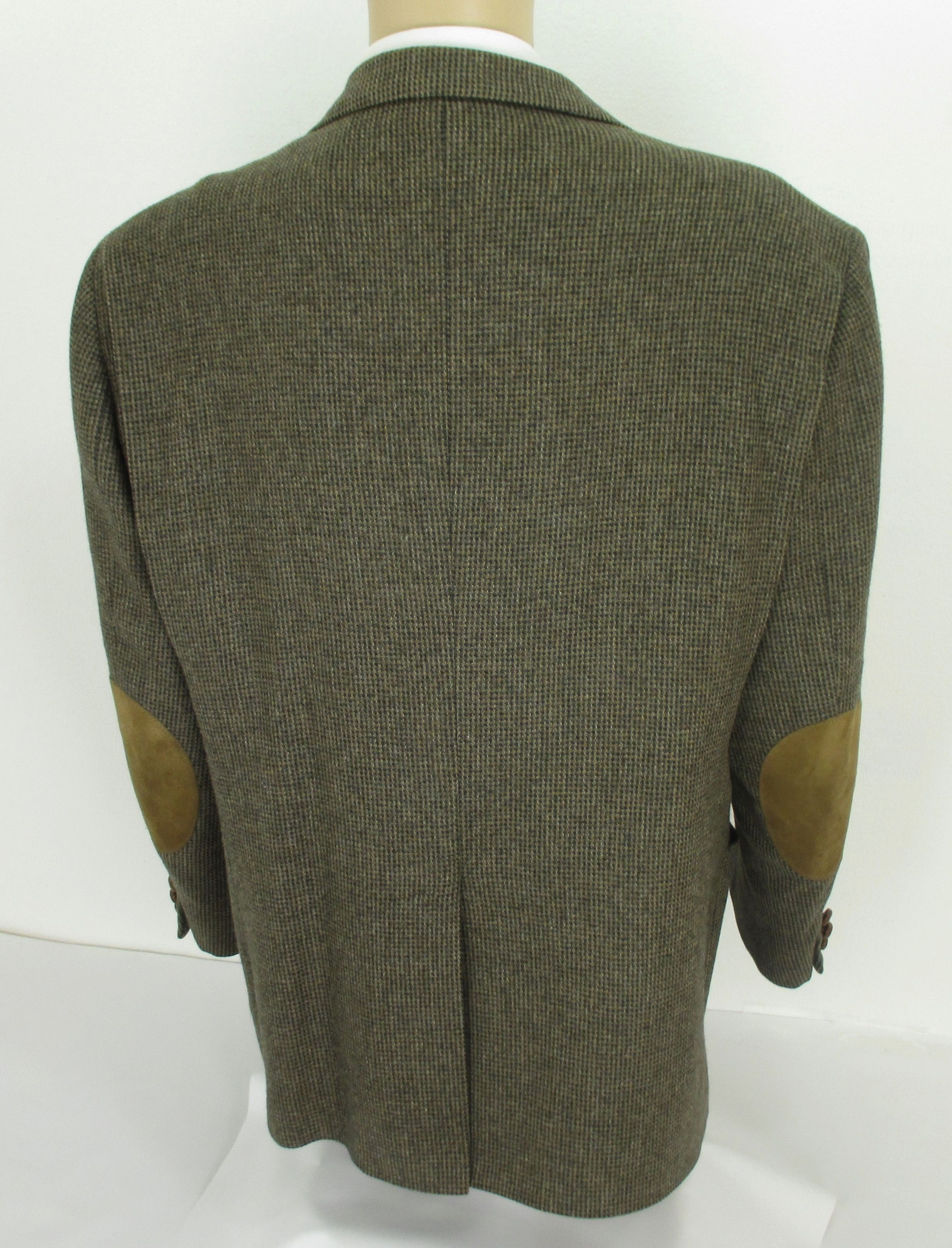 Designer 46 R Stewart Country Brown Tweed Wool Leather Elbows Jacket