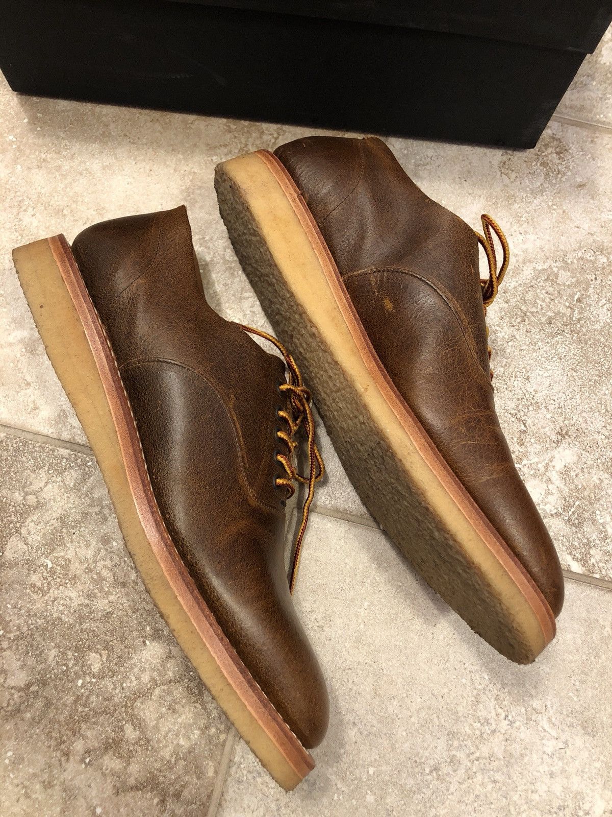 Plain toe unlined shoes wedge crepe sole Menswear