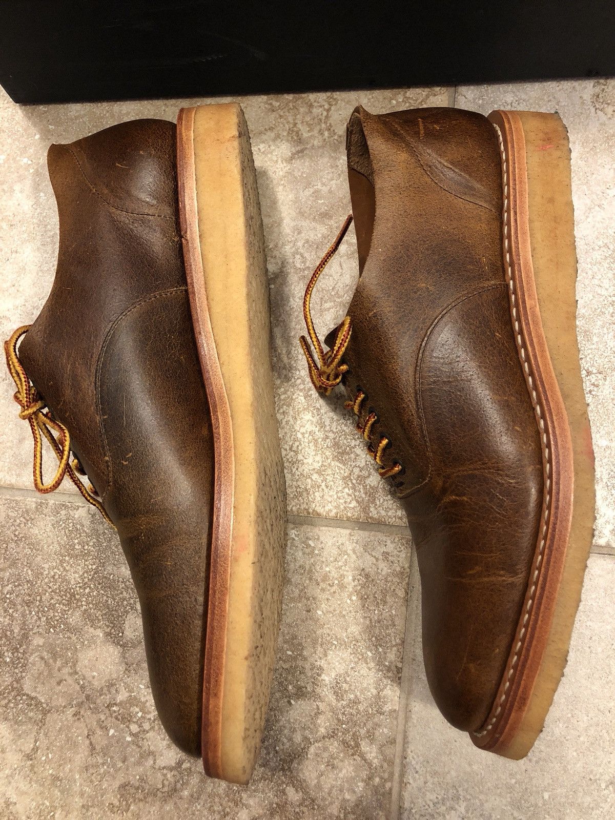 Plain toe unlined shoes wedge crepe sole Menswear