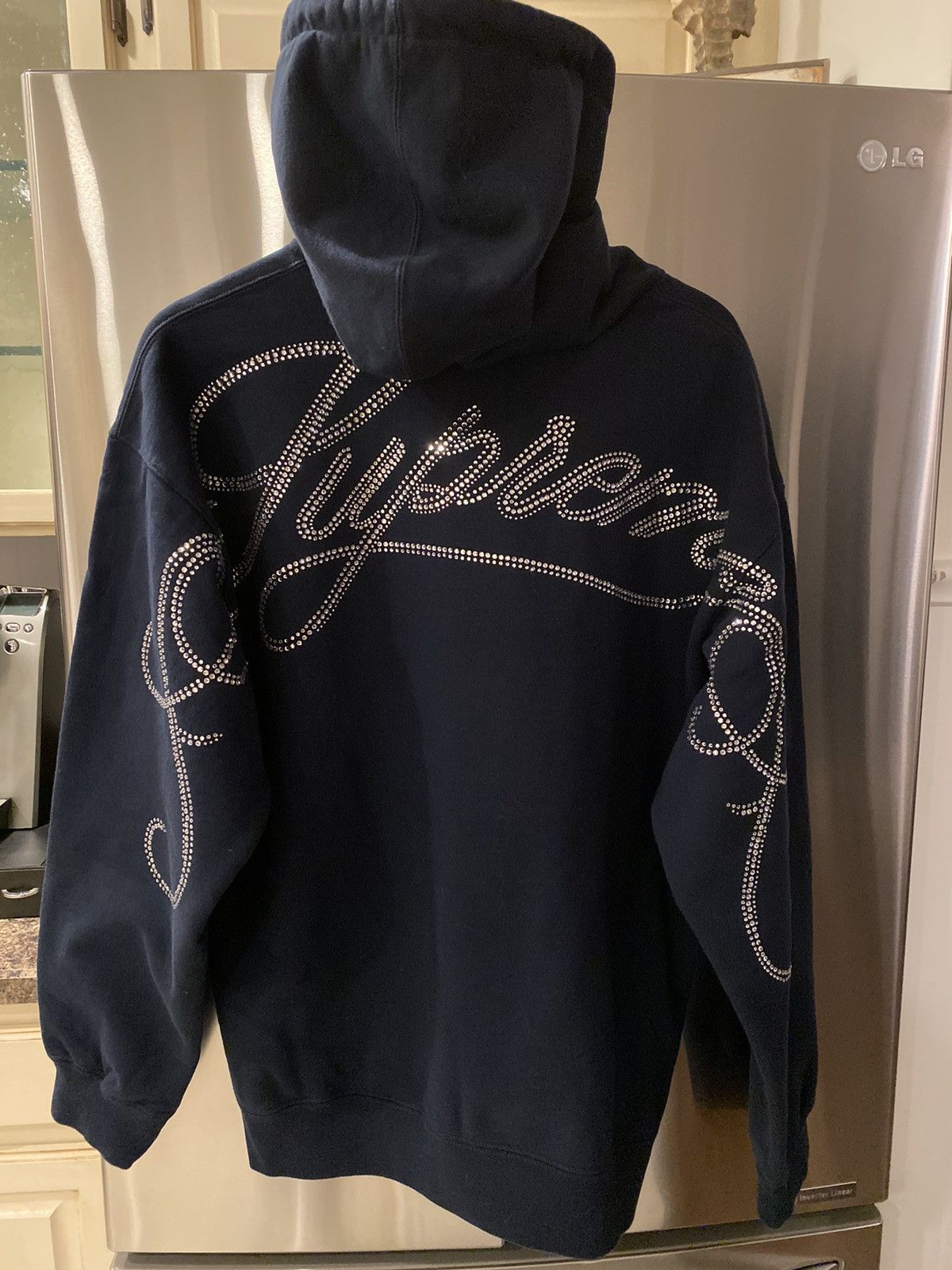 Supreme Supreme Rhinestone Script Hoodie | Grailed