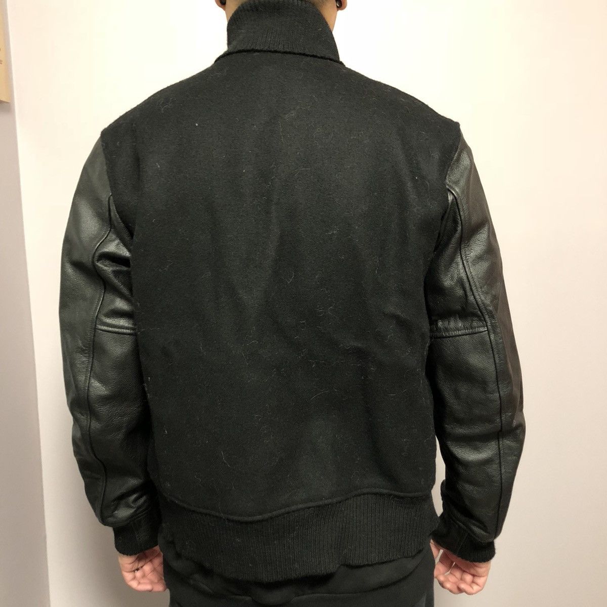 Engineered Garments × Needles × Nepenthes Bomber wool with leather sleeves Size US M / EU 48-50 / 2 - 3 Thumbnail