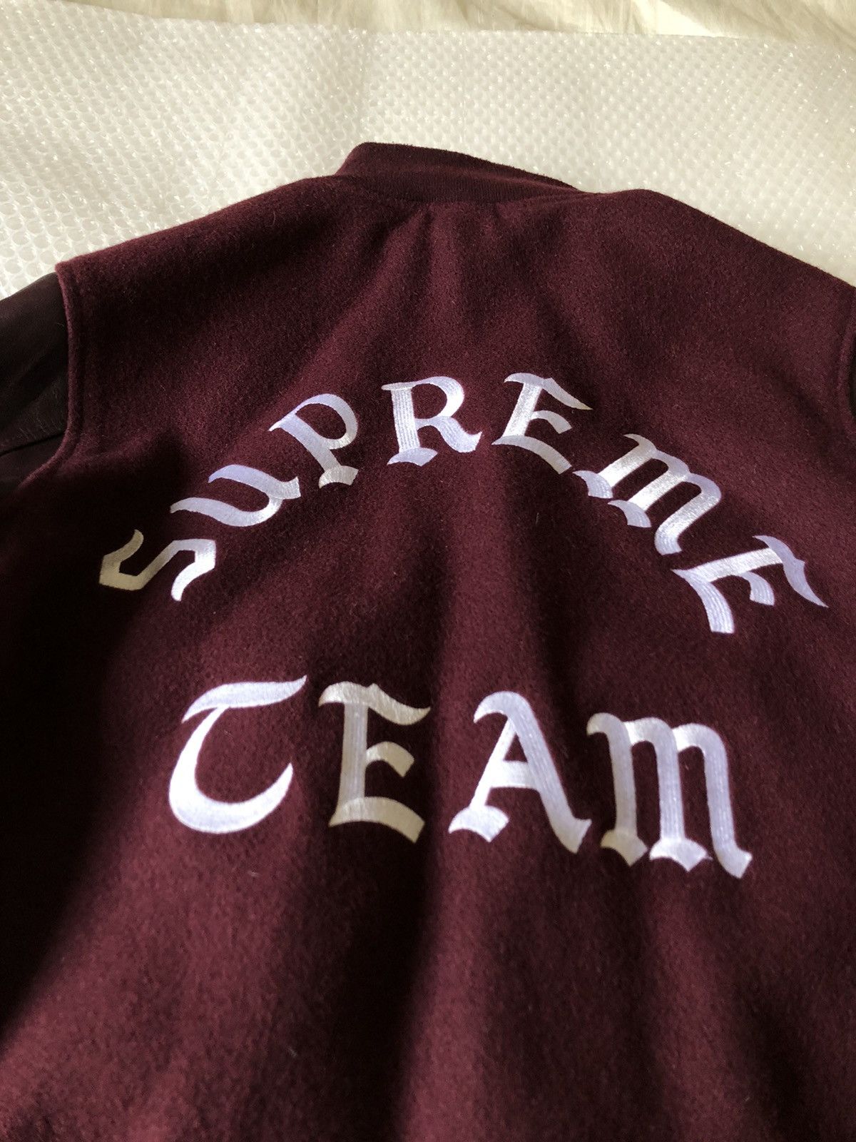 Supreme Supreme Team Varsity Ole English Jacket | Grailed