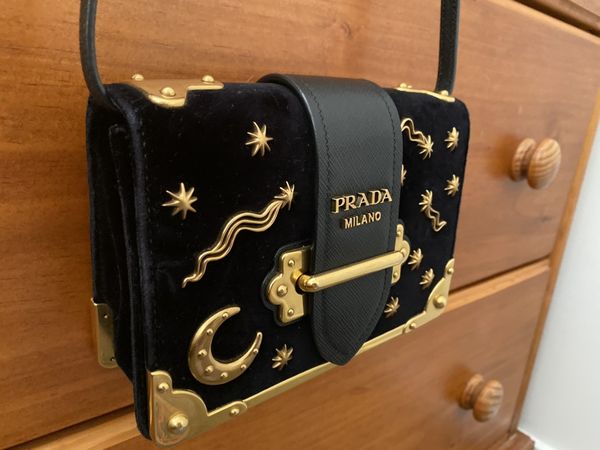 Prada cahier moon & online stars velvet crossbody bag