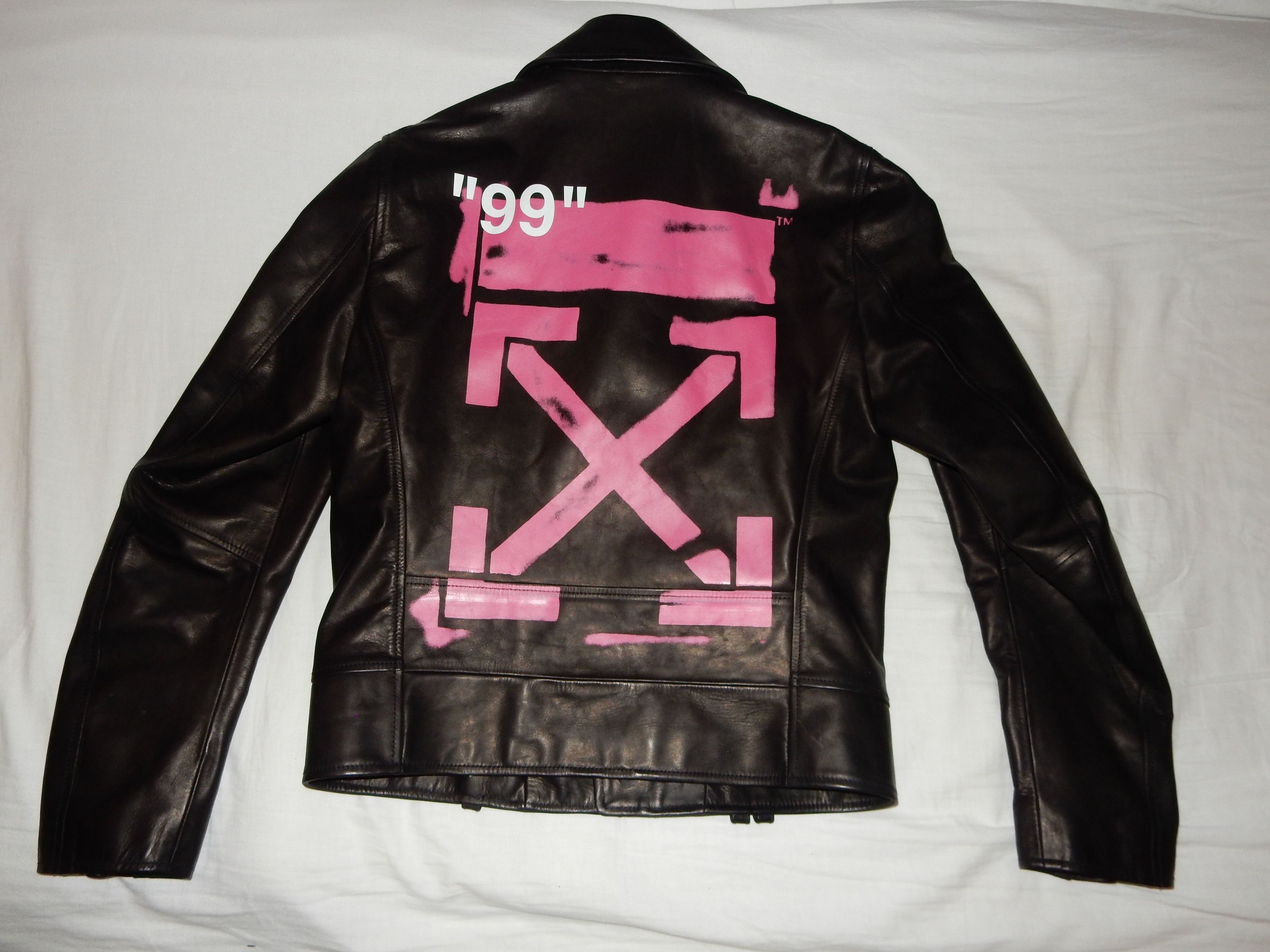 Off White OFF WHITE Leather Biker Jacket by Virgil Abloh Grailed