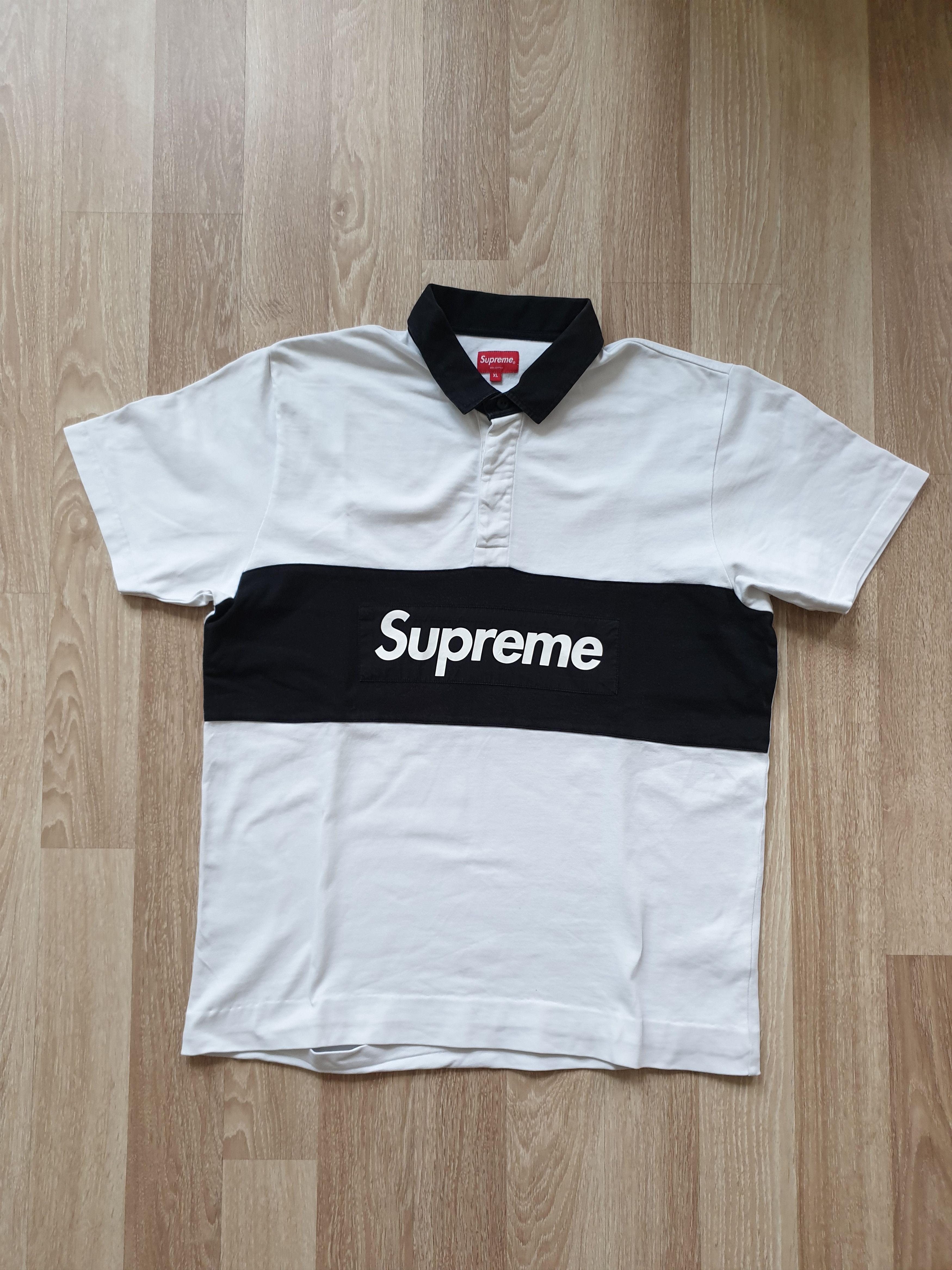 Supreme Supreme Rugby Box Logo Polo white/black ss16 XL | Grailed