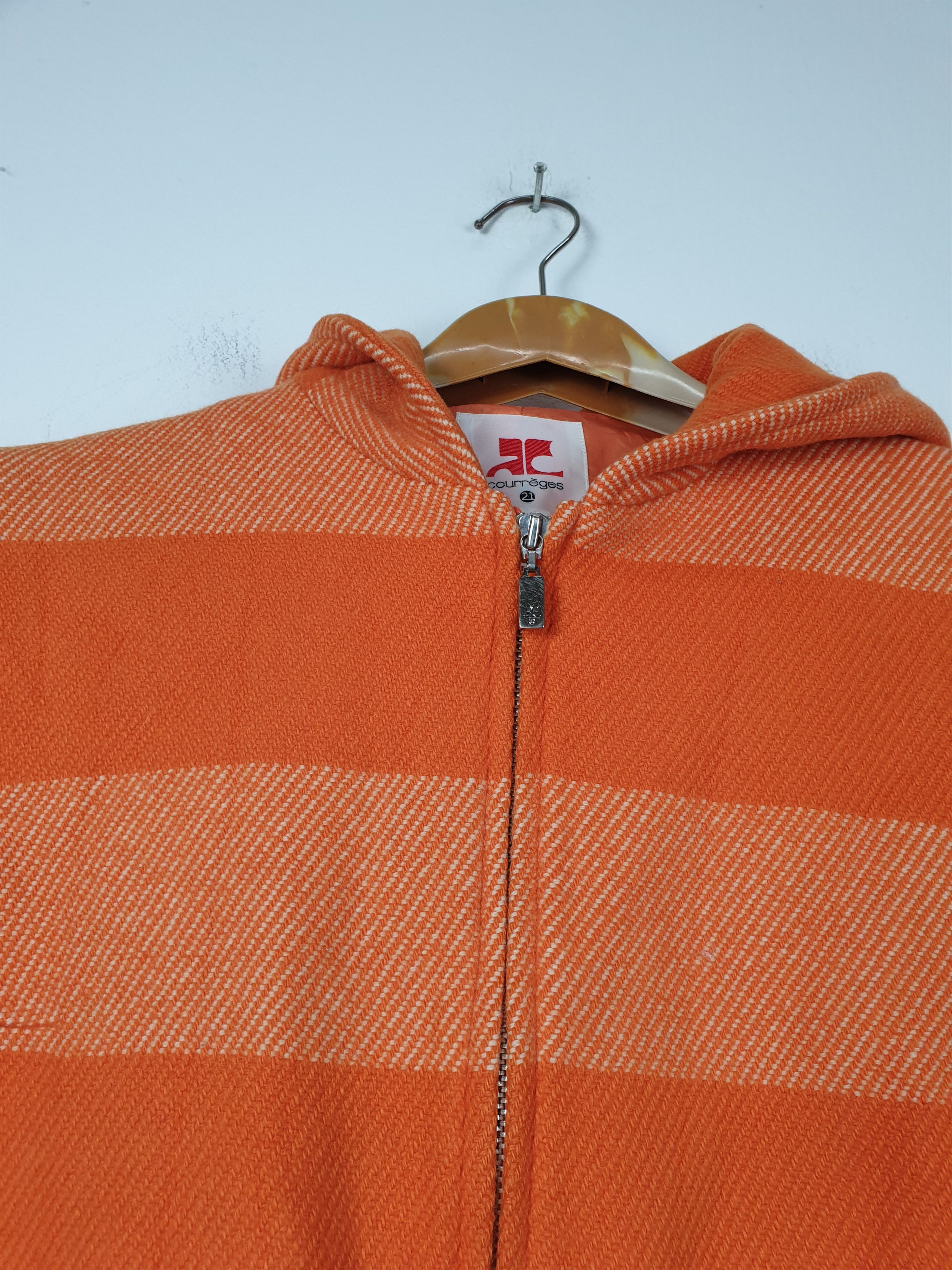 Vintage Vintage 90's COURREGES Wool Striped Hoodie Jacket Size US S / EU 44-46 / 1 - 8 Thumbnail