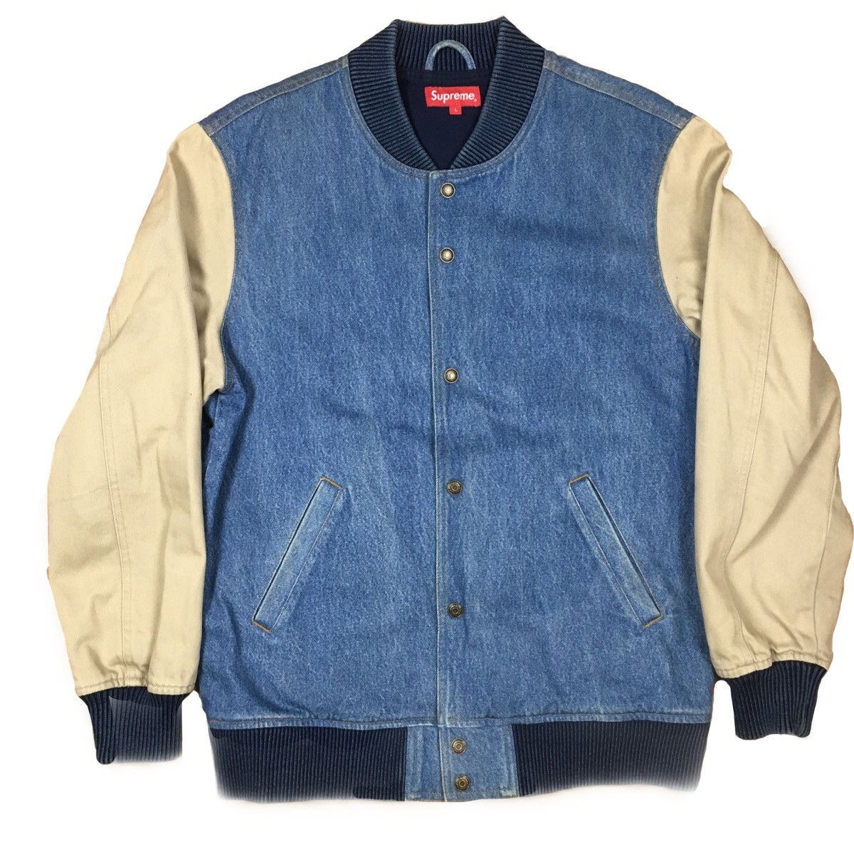 Supreme denim varsity jacket online