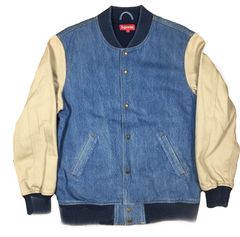 Supreme Supreme Embossed Denim Varsity Jacket | Grailed