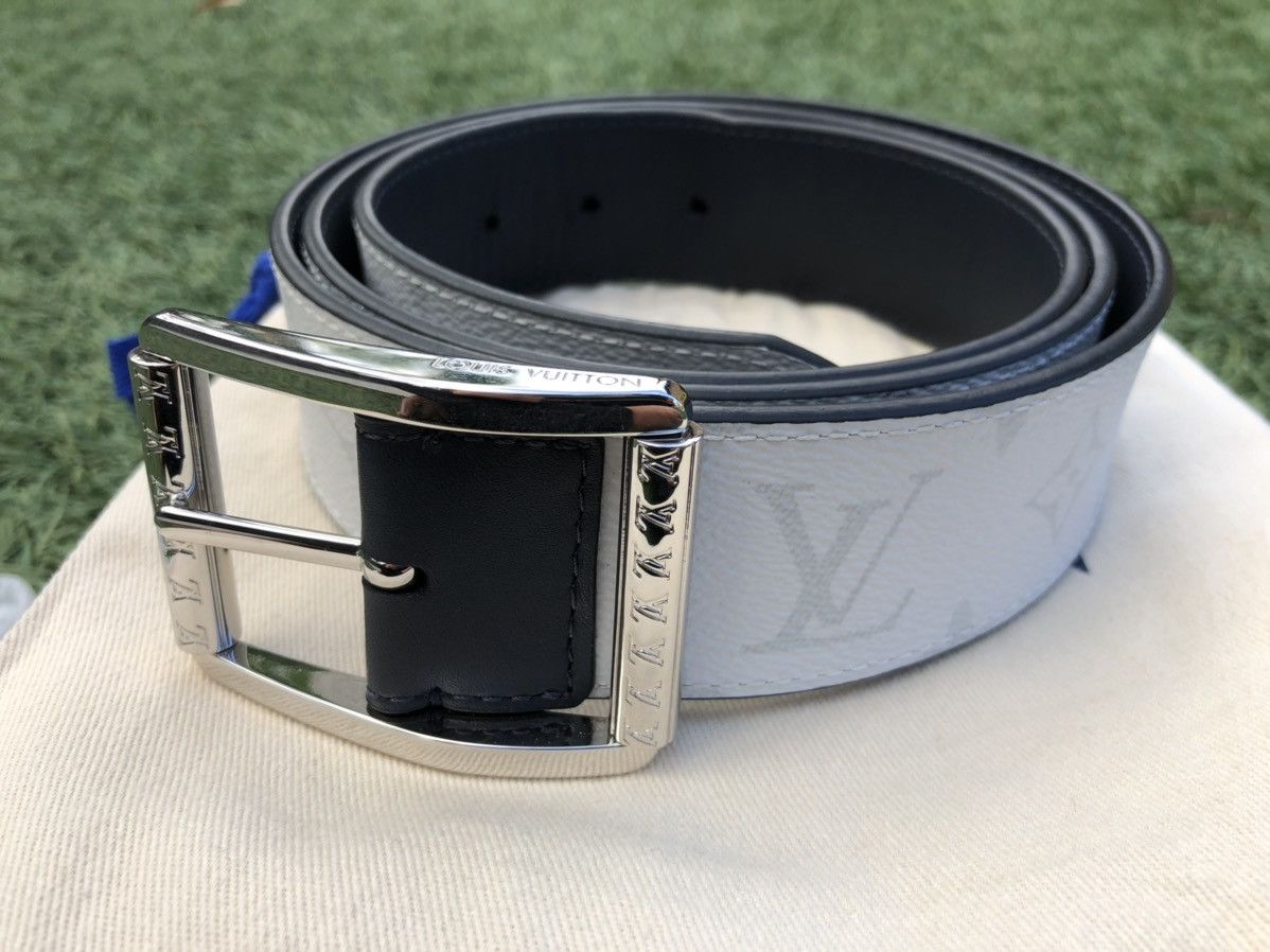 Authentic Louis Vuitton Reverso 40MM Red/Blue Taurillon Leather Reversible  Belt